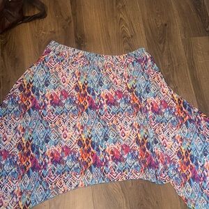 Bright Multicolor Circle Skirt with Abstract Geometric Print